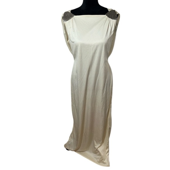 Harry Acton for After Five Vintage embellished draped back ivory gown maxi dress - Picture 1 of 12